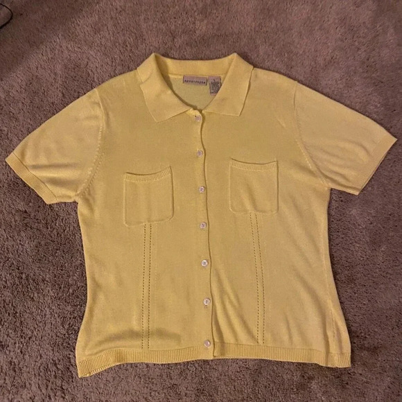 Apostrophe Canary Yellow Cardigan, Large - Picture 5 of 11